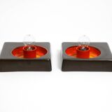 Two beautiful original 1970s Space Age ceramic wall lamps