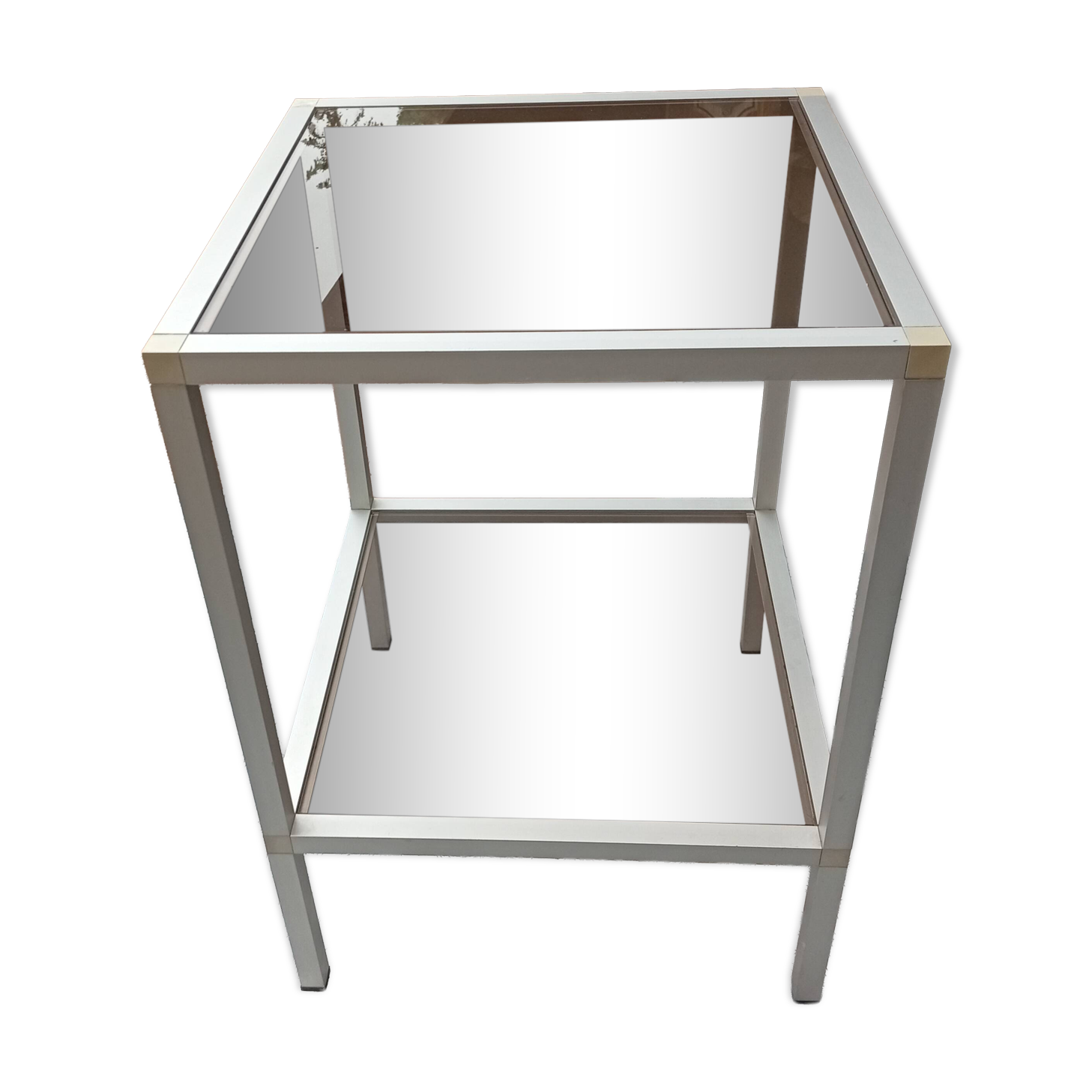 Table d'appoint en aluminium vitres fumées