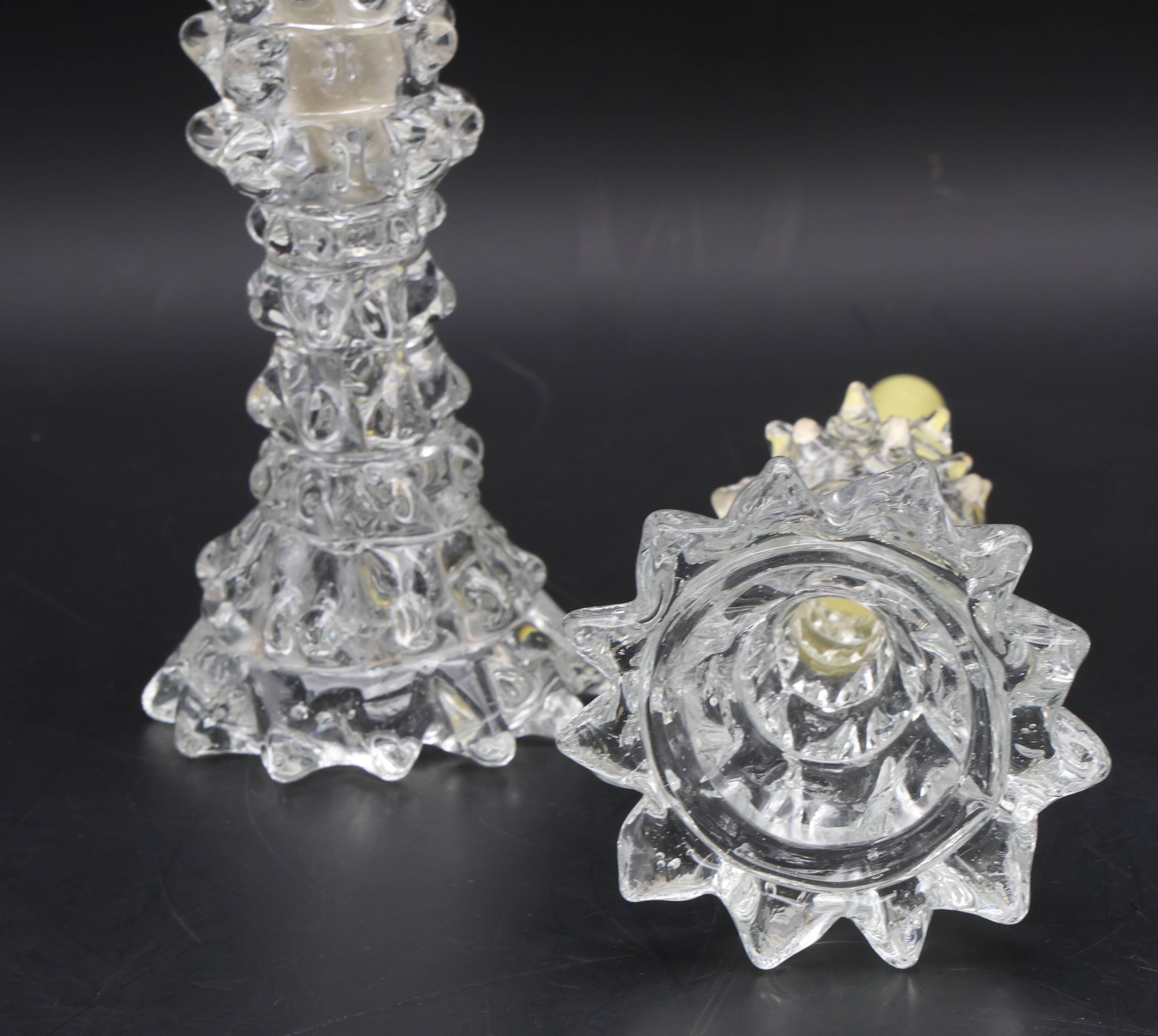 Set of 2 Candle holder in Murano Rostrato Glass by Barovier e Toso, 1950