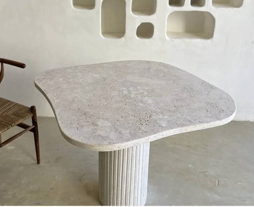 Travertine dining table