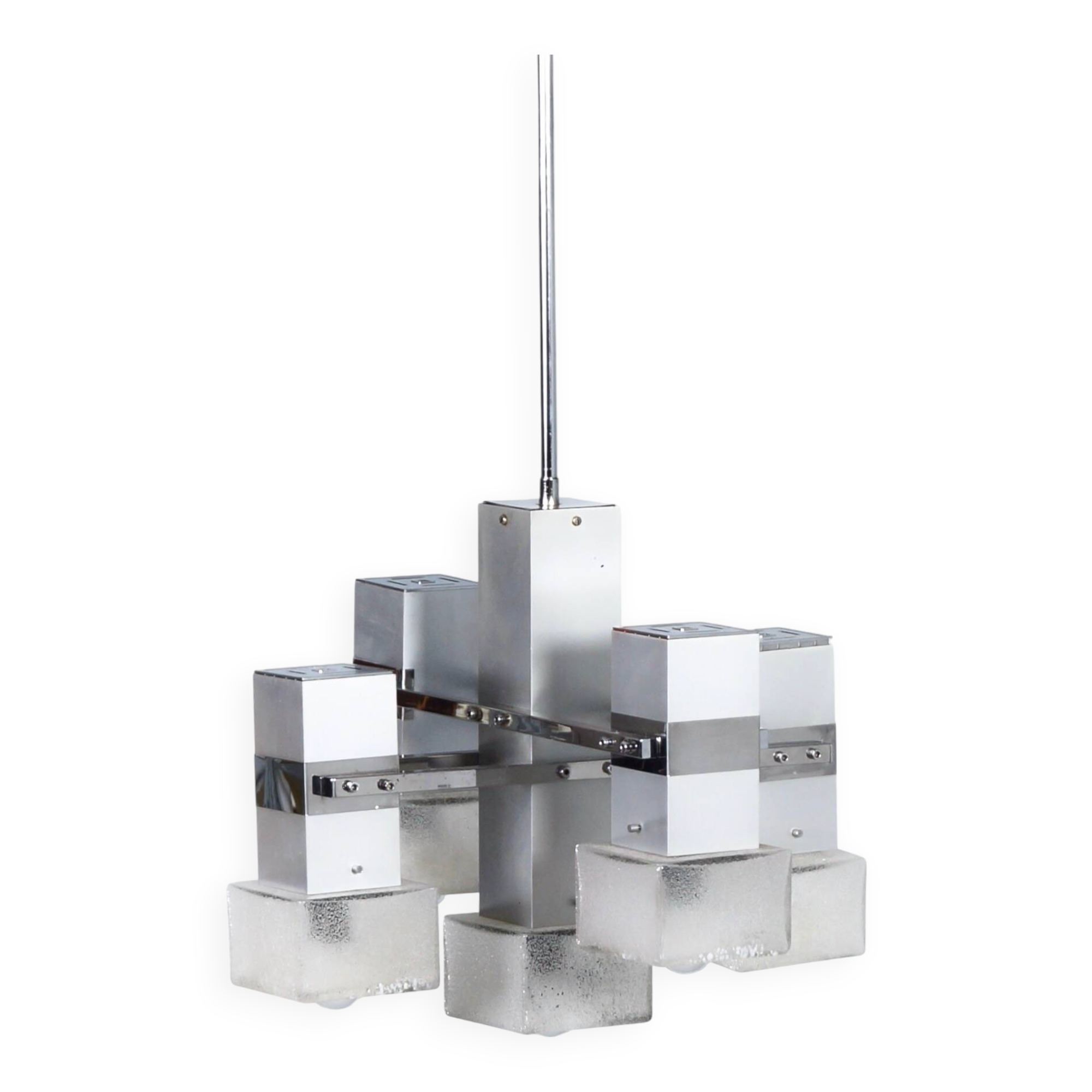 Italian cube pendant by Gaetano Sciolari, 1970s