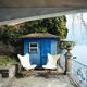 Chaises de jardin vintage en bois et toile blanche
