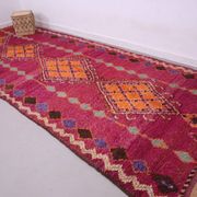 Large Burgundy Moroccan rug 196 x 472 cm - Vintage Moroccan Wool Rug Boho