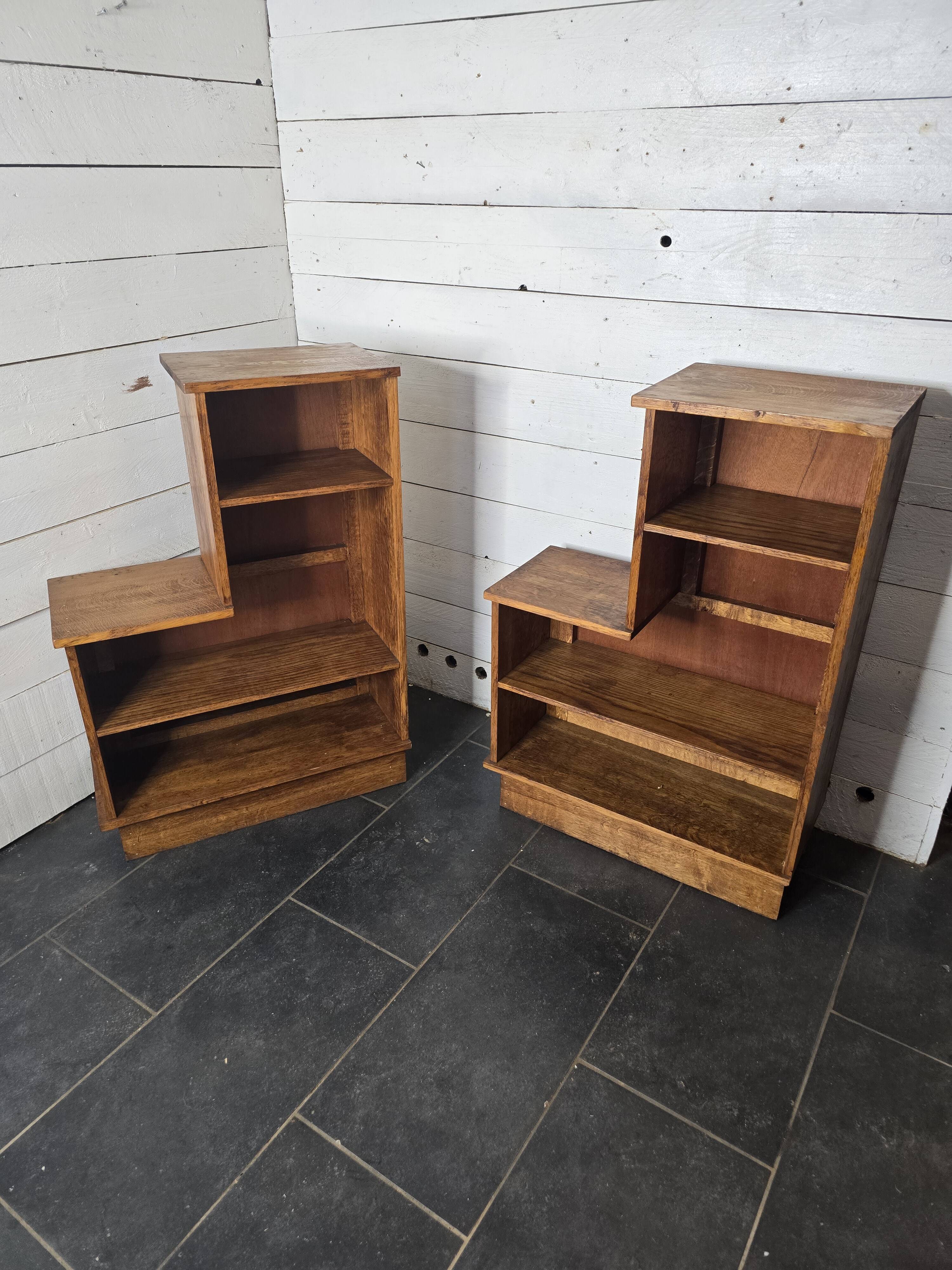 Pair of 1960s solid oak bookcases
