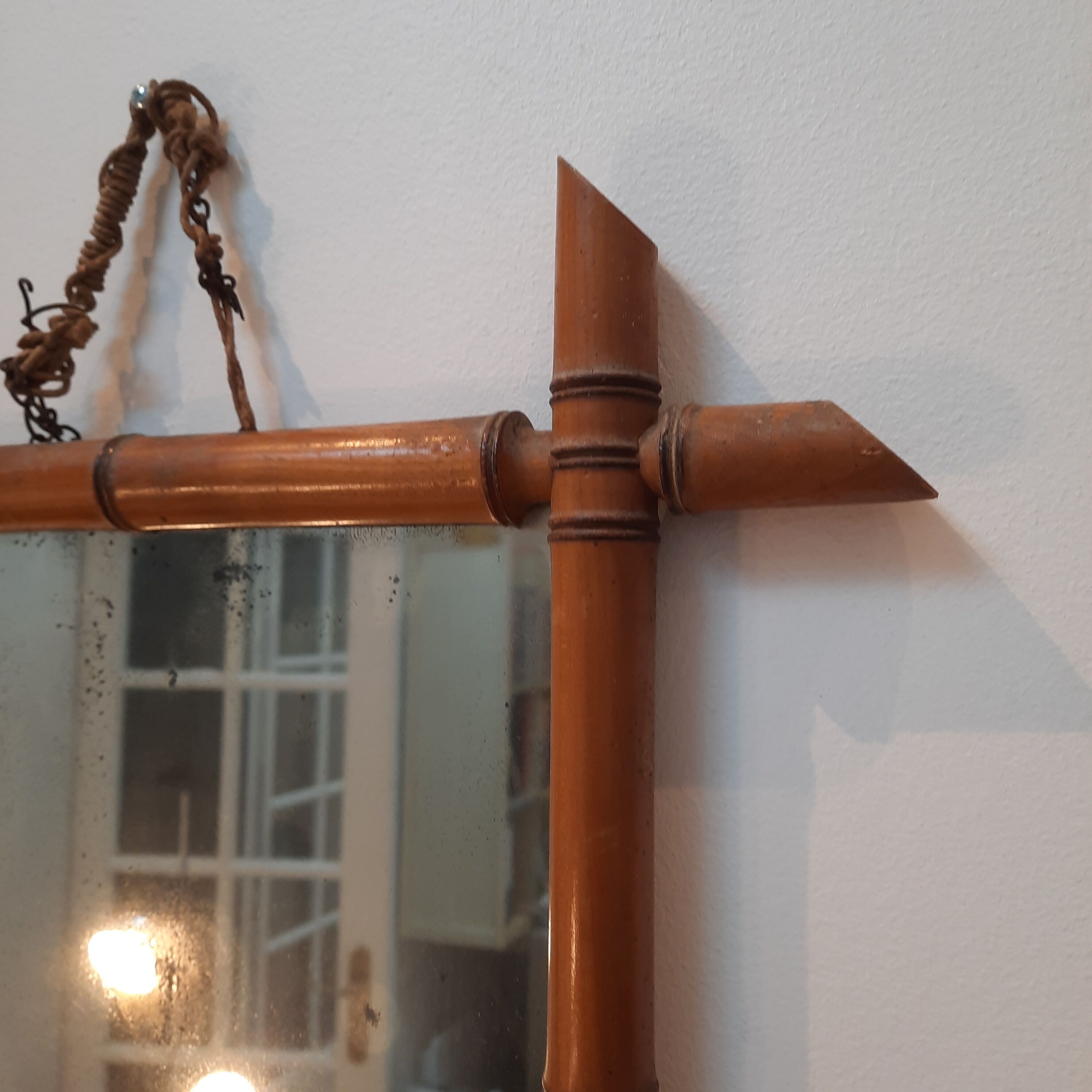 Old mirror Bamboo circa 1950 47x63cm