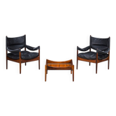 Fauteuils et table basse danoises modernes du milieu du siècle par Kristian Vedel pour Sören Willadsen, années 1960, lot de 3