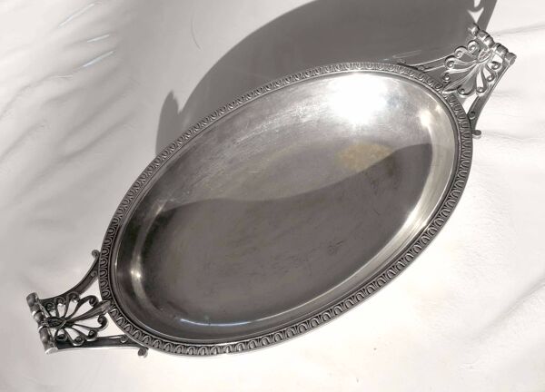 Coupe à fruits, corbeille à pain en métal argenté