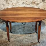 Vintage walnut folding table – France, 1930s, on casters