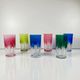 Set of 6 coloured double crystal long drink glasses, 1970s, Eastern Europe.