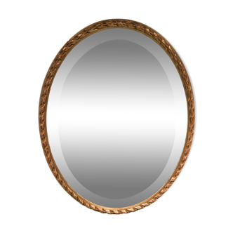 Miroir ovale doré biseauté 40x51cm