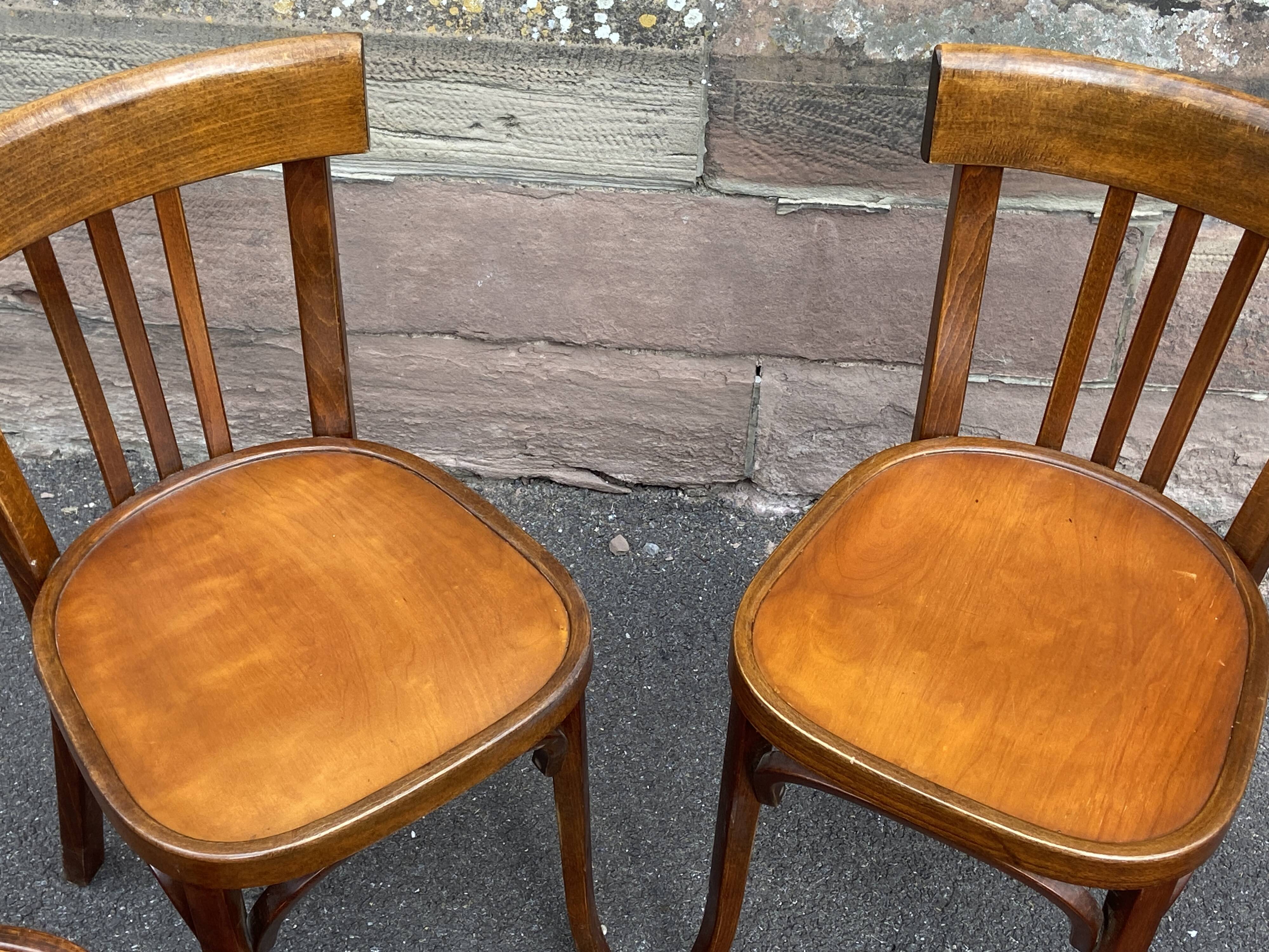 set of 4 Viennese curved wood chairs Restaurant Paris bistro Baumann