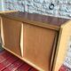 Vintage storage cabinet sliding doors feet compass