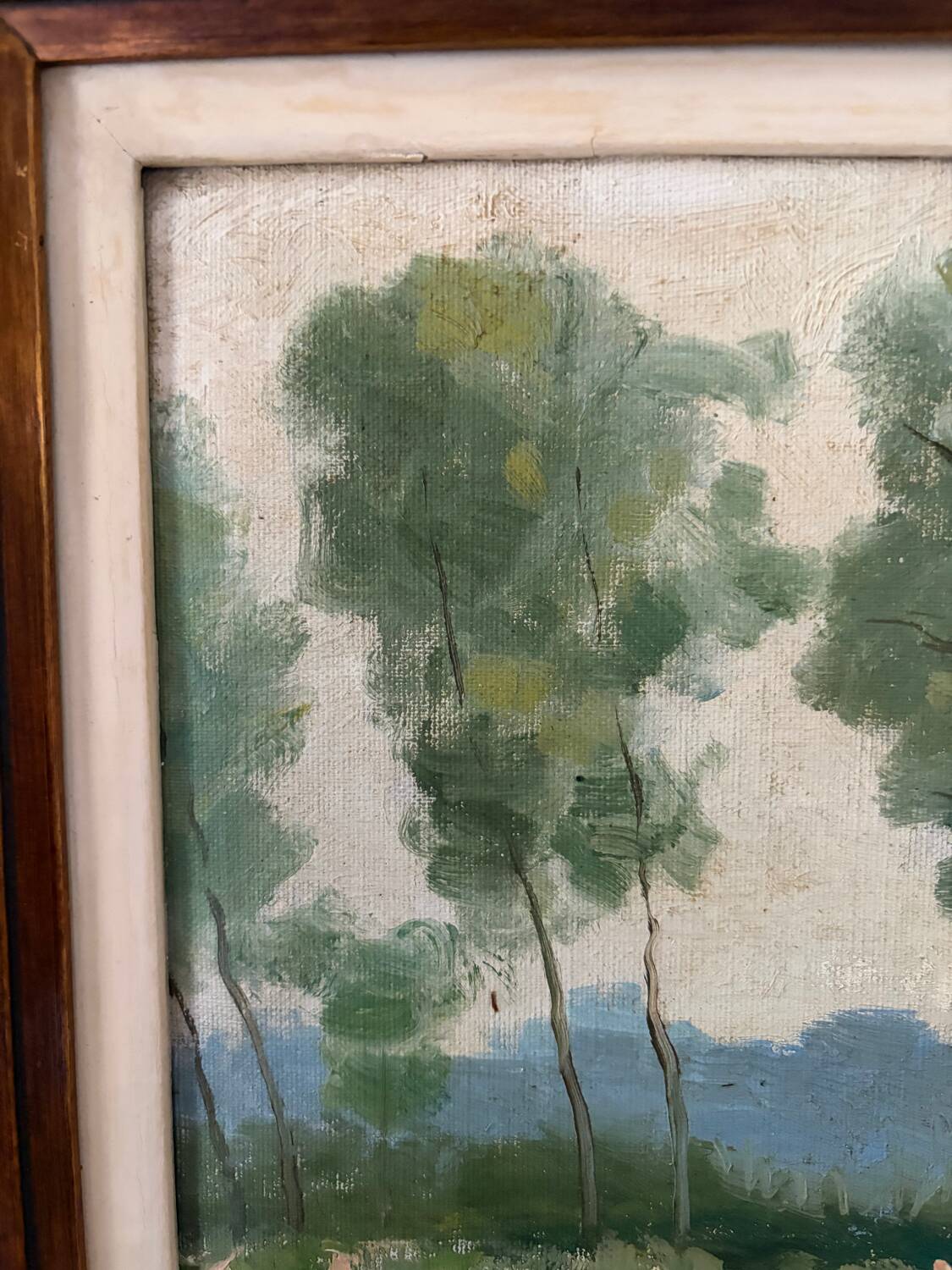 Oil on canvas Landscape with large trees, signed D. Qvyo