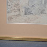Pencil drawing "Landscape of Ruins" 1918 signed and dated