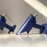 Blue Minimalist Wall Lamps by Lyfa, 1980s, Set of 2