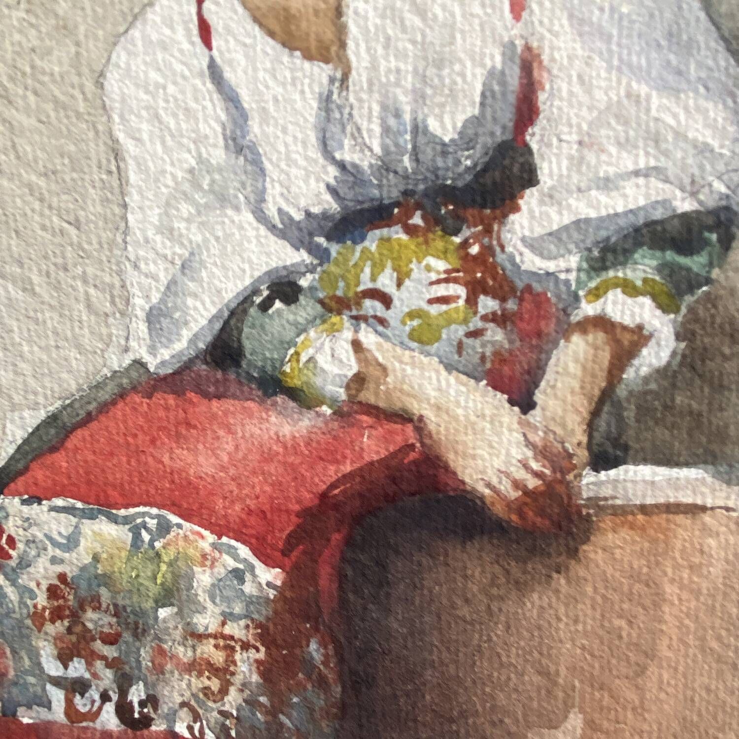 watercolor painting 1900 "The beautiful Roman" signed L.Homberg