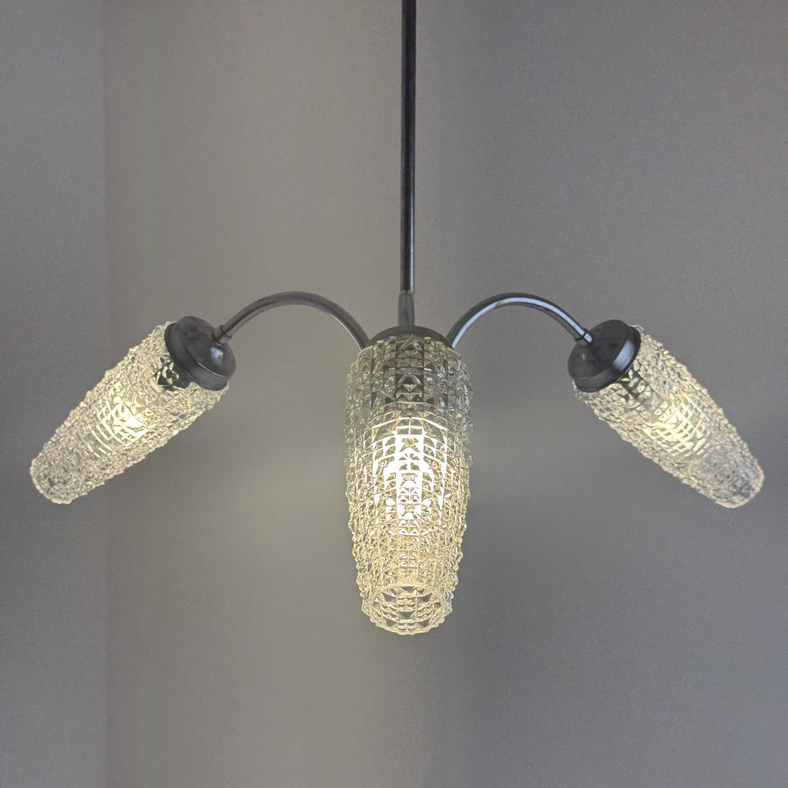 Antique 3-bulb vintage chandelier 1960