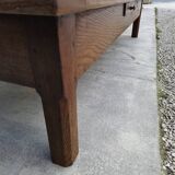 Rustic farmhouse coffee table with two drawers, solid oak, 19th century - 1.97m
