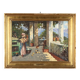 Old painting "The Porch" oil on canvas signed G. Esposito XX Century