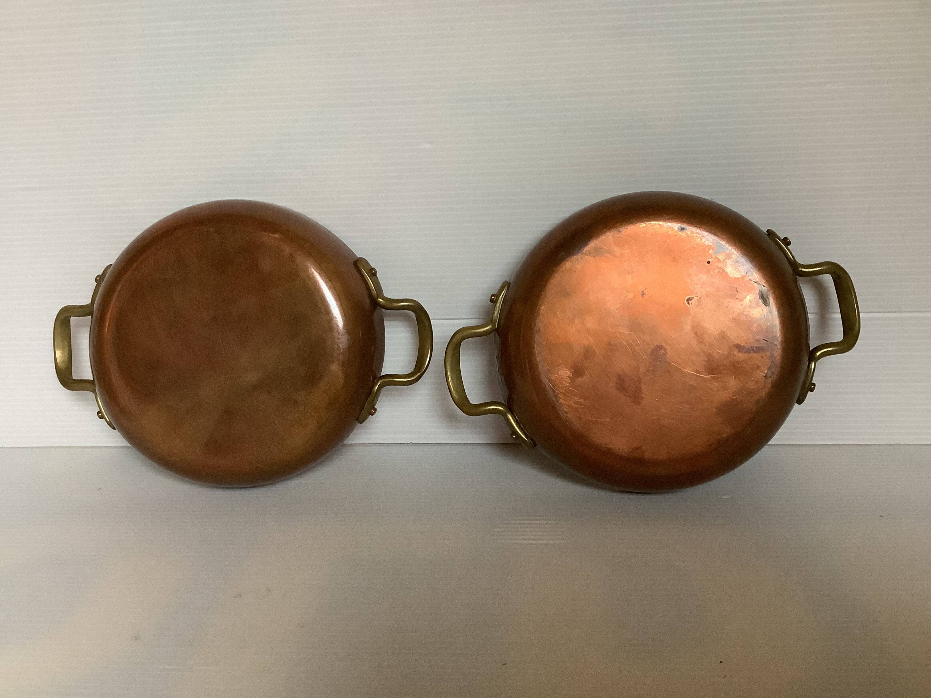 Pair of copper frying pans