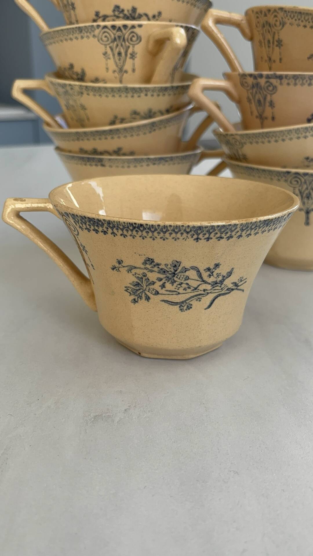 Iron earth tea cup St Amand - antique French earthenware with patina