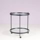 1960s round trolley black metal with two glass tops Janni van Pelt Netherlands
