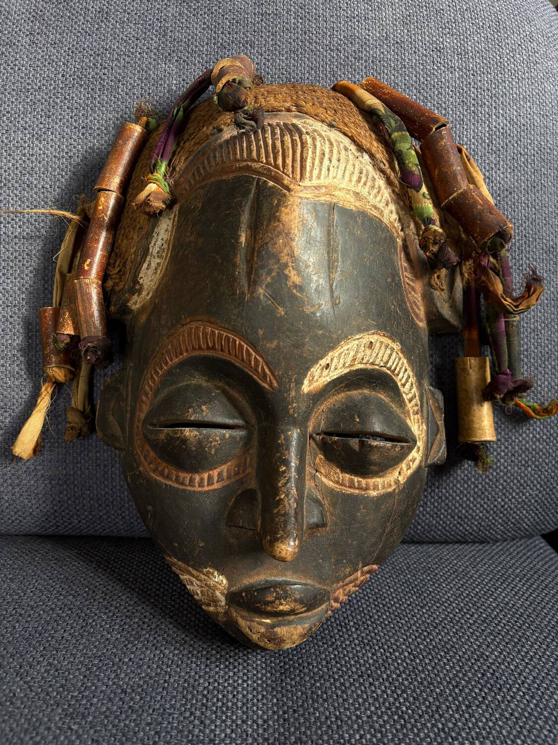 Chokwe African Mask "Mwana Pwo" - Vintage 1970 - 35cm