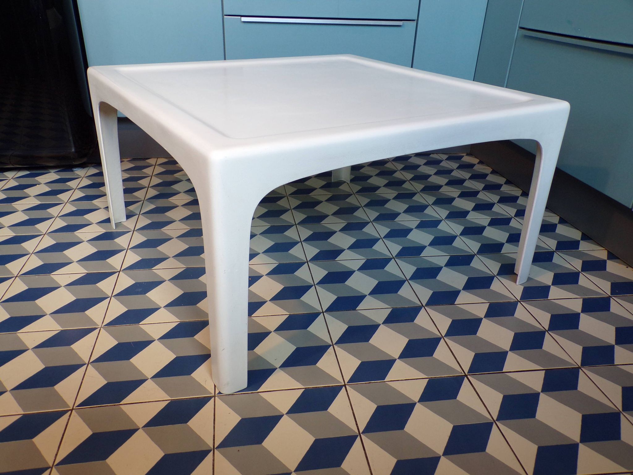 1970s square fiberglass coffee table