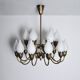 Fog & Mørup 18-Arm Brass and Opaline Glass Tulip Chandelier