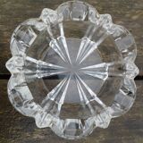 Old round ashtray/empty pocket thick transparent glass, 70s
