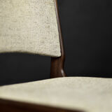 Vintage Scandinavian Modern Teak and Beige Wool Dining Chairs Model 89 by Erik Buch, 1950s, Set of 4