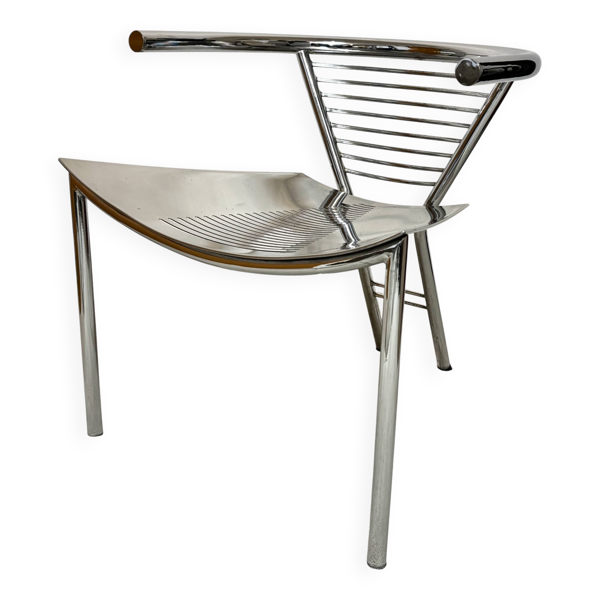 Fauteuil métal chromé, Ronald-Cecil Sportes, 1980