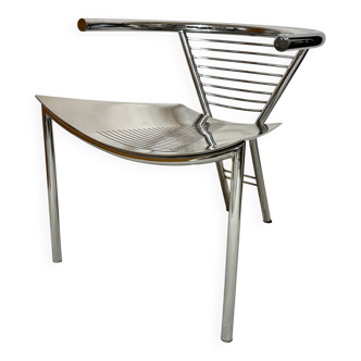 Chrome-plated metal armchair, Ronald-Cecil Sportes, 1980