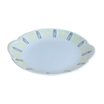 Dish with enamelled ceramic handles FB number 81motif design and vintage
