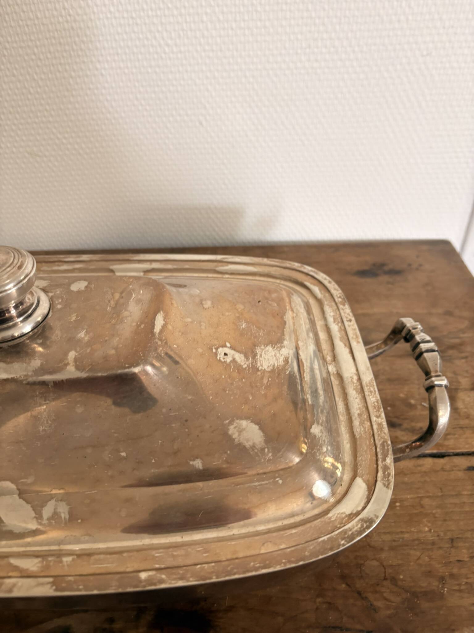 Plat couvert, légumier en métal argenté Fleuron Christofle