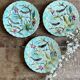 Set of 3 antique plates in majolica with bird designs.