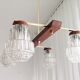 Vintage 60s rustic 4-light  wooden chandelier