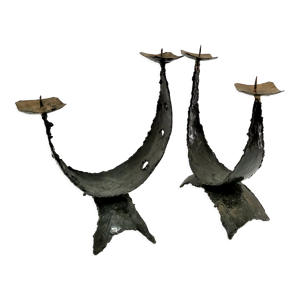 Deux bougeoirs sculpturaux design