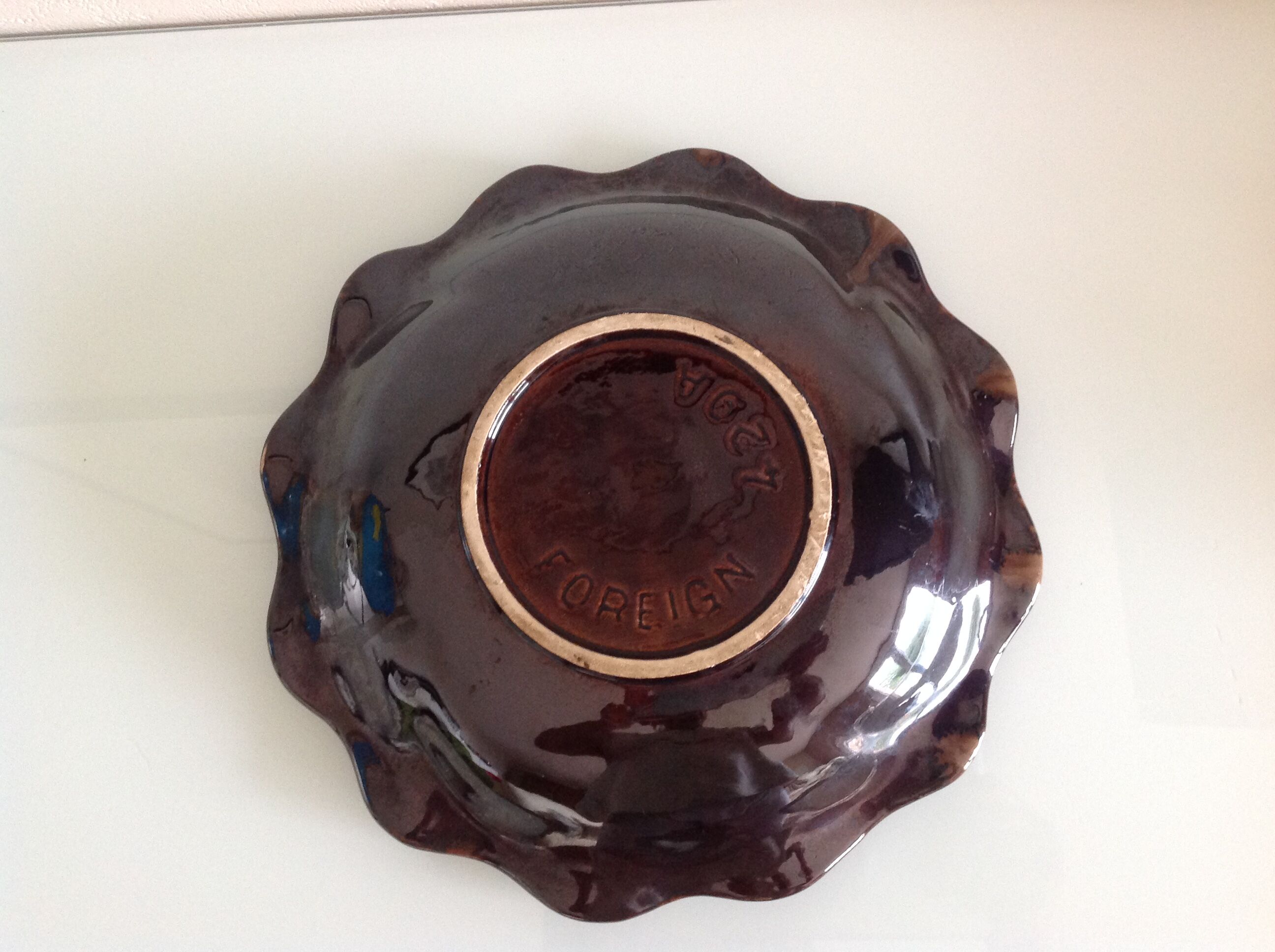 Flat cut in iridescent ceramic, vintage 50/60