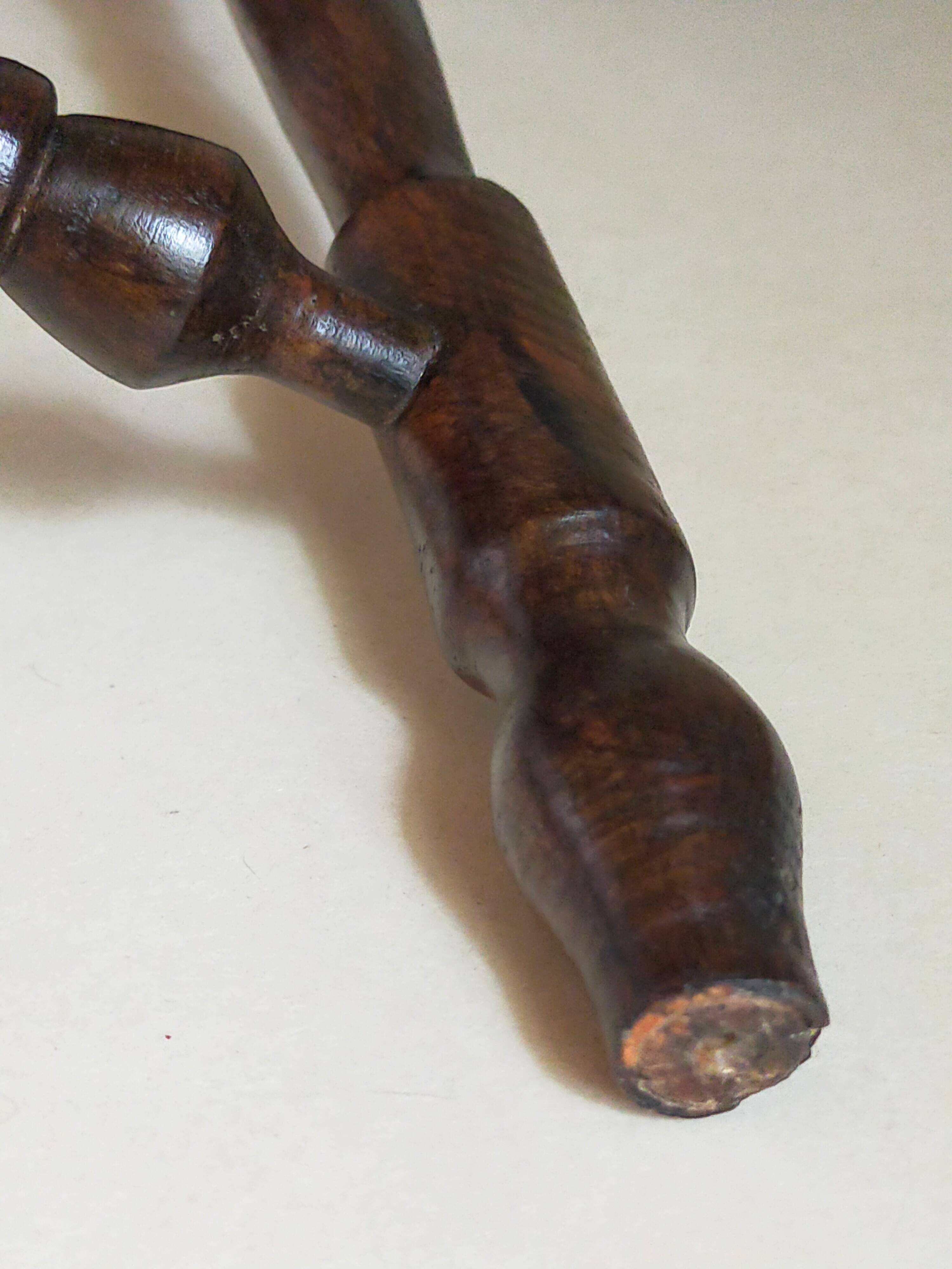 Vintage turned solid wood tripod stool