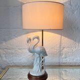 Porcelain lamp with pink flamingos from the 1980s.