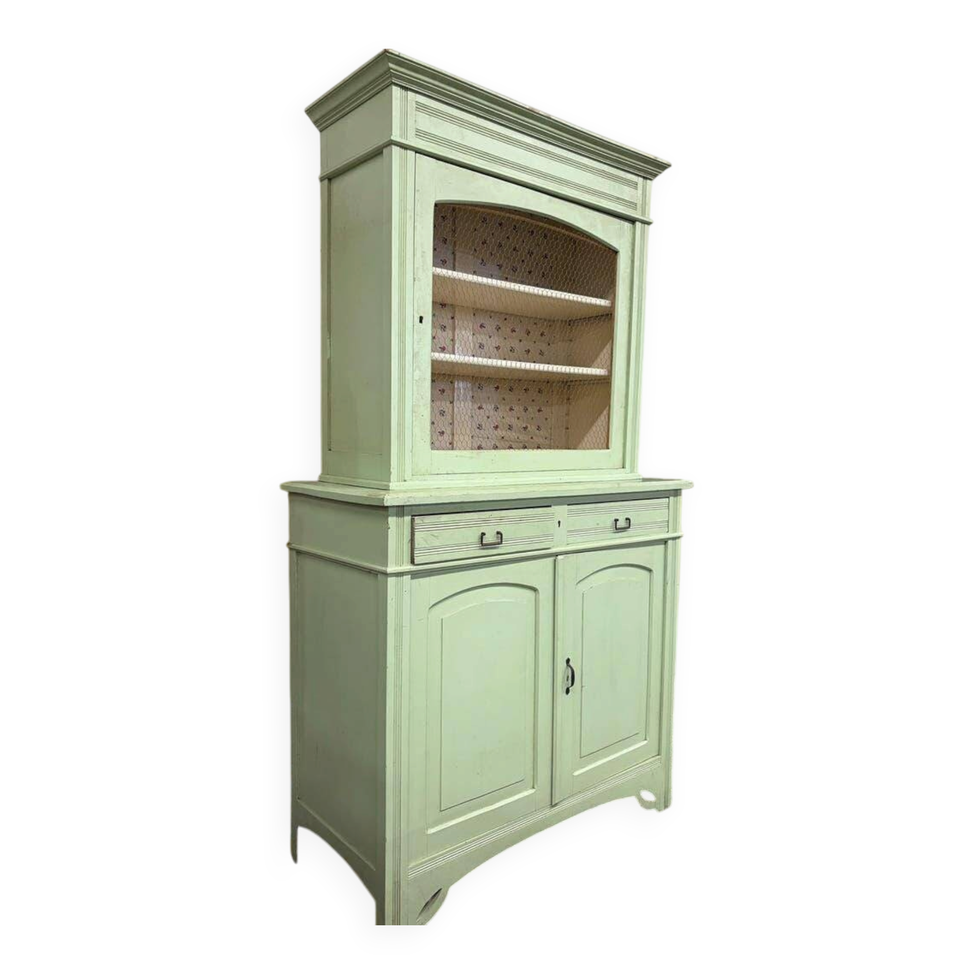 Vintage mint green wooden display/storage cabinet