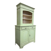 Vitrine/meuble de rangement vintage en bois vert menthe