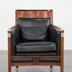Fauteuil Art Déco en cuir noir et bois