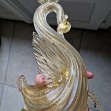 Murano swan-shaped lamp - Blown glass with gold inclusions - 1950