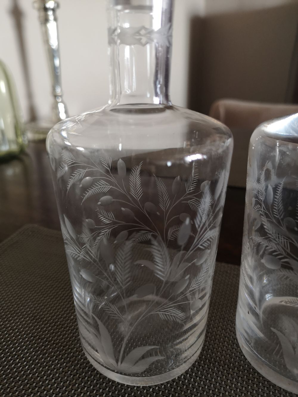 Duo of crystal perfume bottles late 19th early 20th century