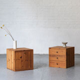 Set of 2 pine cube cabinets in the style of ate van apeldoorn, dutch design, 1960’s