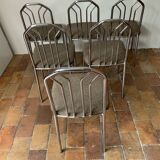 6 chrome metal chairs