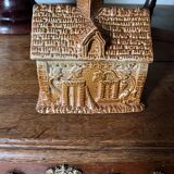Brown salt-glazed stoneware tobacco pot with candle holder, 1840/1880