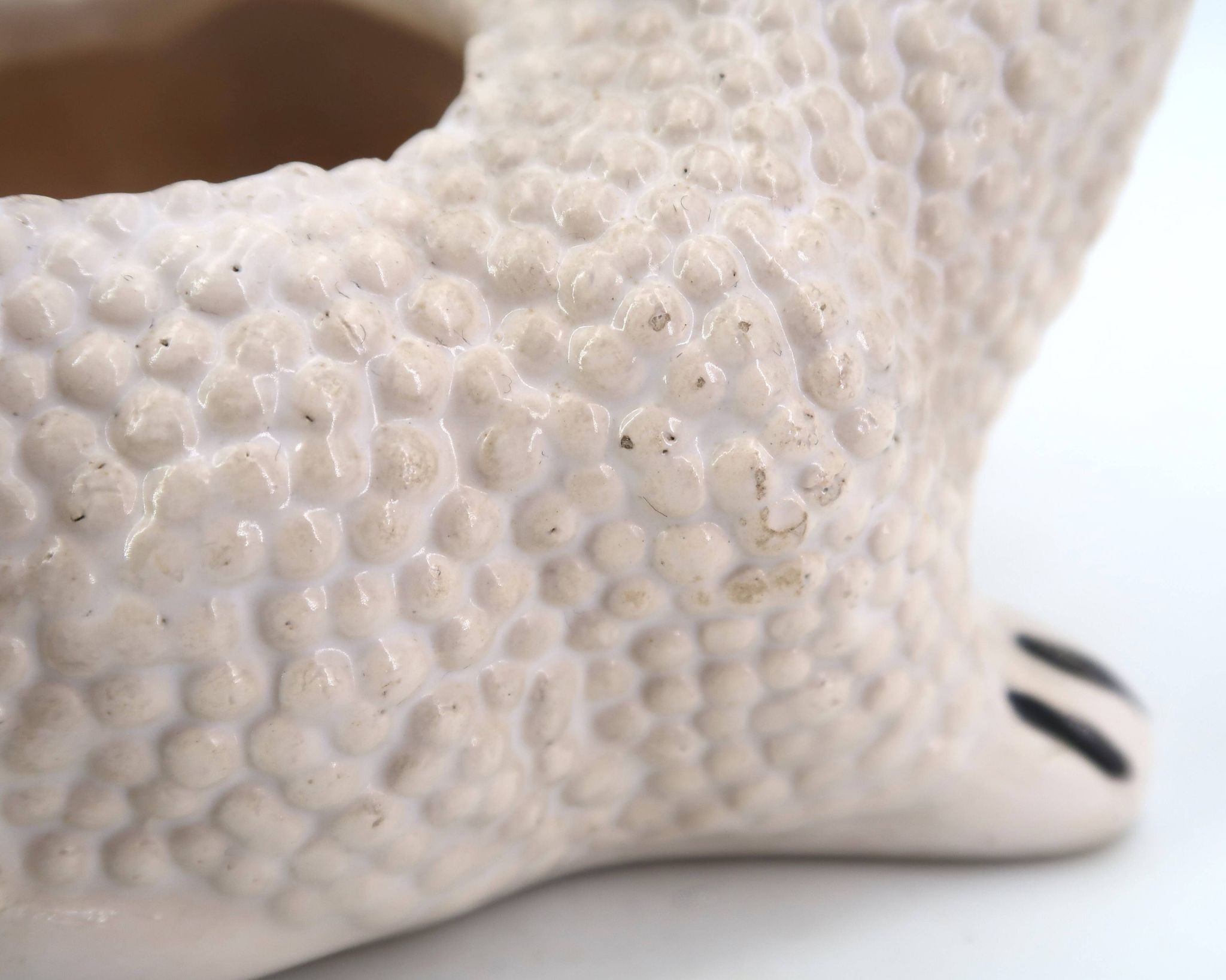 White ceramic frog flower pot by Jean Roger